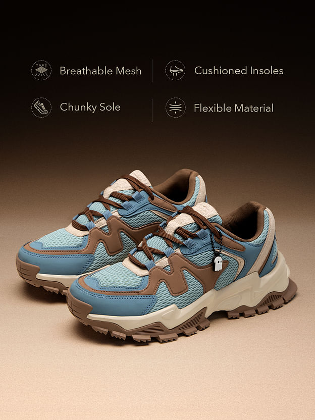 Men’s Blue & Brown Chunky Sneakers with Breathable Mesh and Cushioned Insoles - Image 5