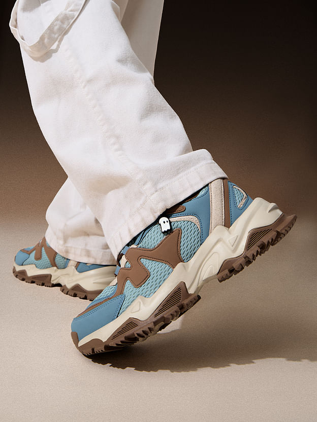 Men’s Blue & Brown Chunky Sneakers with Breathable Mesh and Cushioned Insoles - Image 3