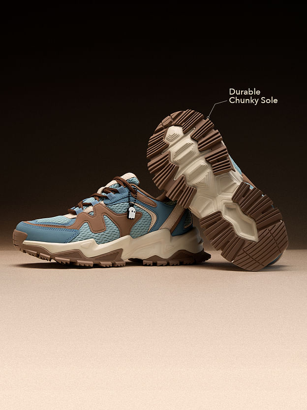 Men’s Blue & Brown Chunky Sneakers with Breathable Mesh and Cushioned Insoles - Image 7