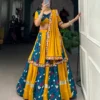 Cultural Dividend Mustard Yellow & Teal Printed Chaniya Choli – Festival Wealth Edition