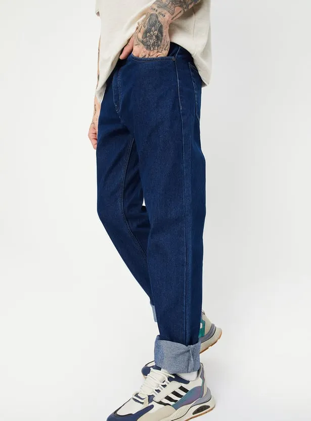 Harbor Blue – Premium Cuffed Straight-Leg Jeans - Image 4
