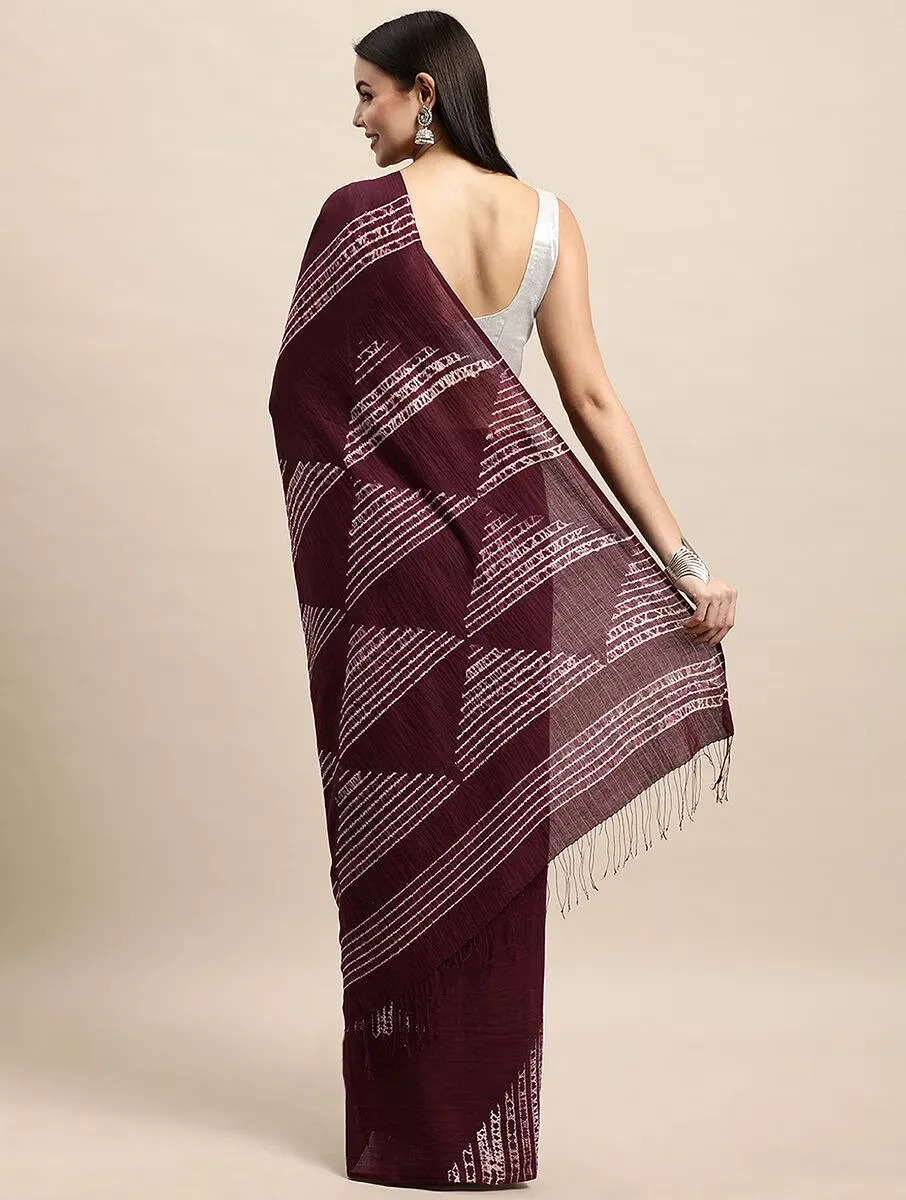 Maroon Geometric Saree – Precision Meets Heritage in High-Value Style - Image 4