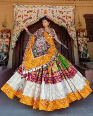 Golden Fortune Multicolor & Mirror-Work Chaniya Choli – Heritage Luxe Edition