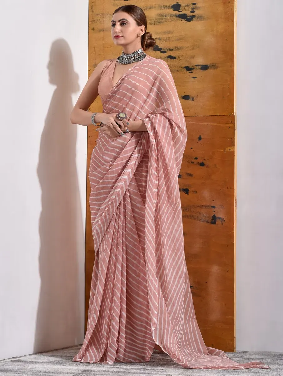 Blush Pink Striped Saree – Minimalism with Maximum Market Appeal - Image 4
