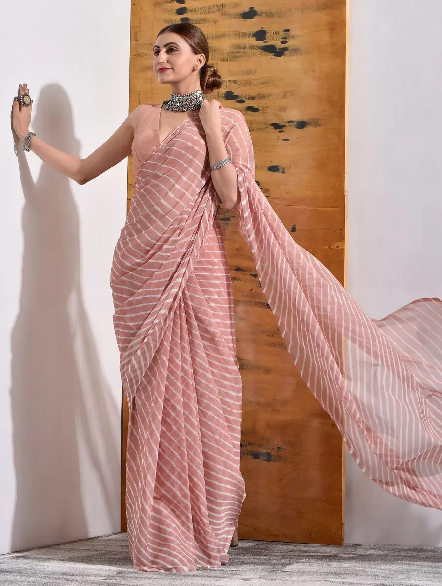 Blush Pink Striped Saree – Minimalism with Maximum Market Appeal - Image 2