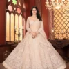 Dazzling Beige Thread Work Net Lehenga Choli – US Trend Luxury Wedding Couture