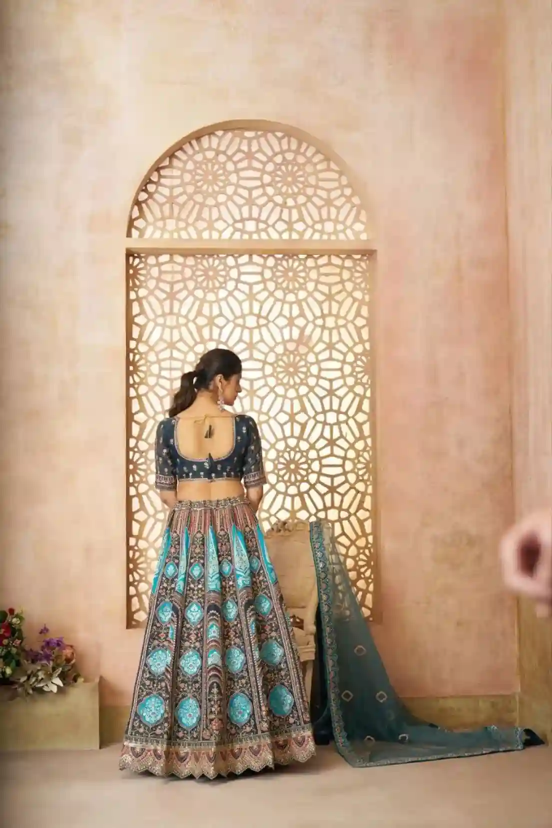 Royal Blue & Teal Banarasi Lehenga Choli – A Celebration of Regal Craftsmanship - Image 3