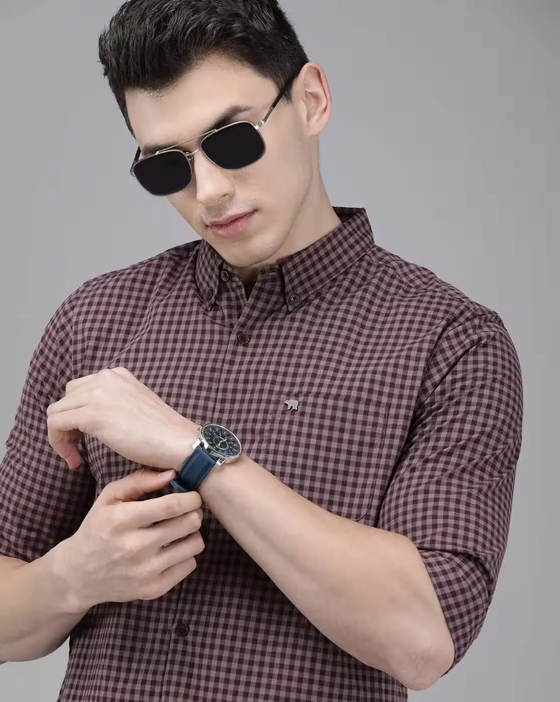 Maroon Gingham Executive Shirt — Smart-Casual with a Finance-Ready Edge - Image 3
