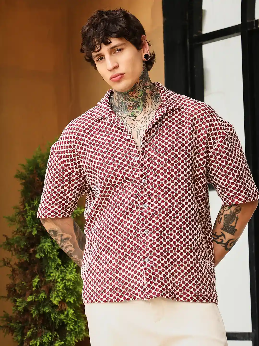 Geo-Print Cuban Collar Shirt – US Trend Luxe Edition
