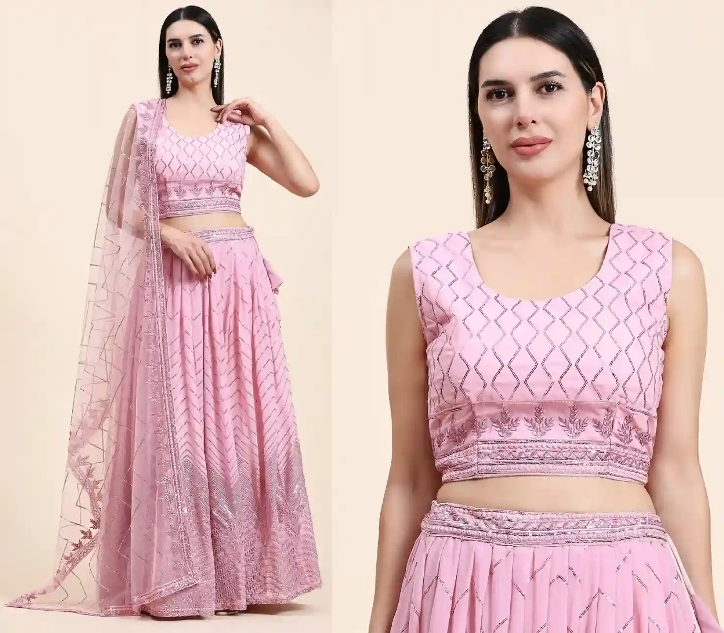 Pastel Pink Contemporary Lehenga Choli - Image 2