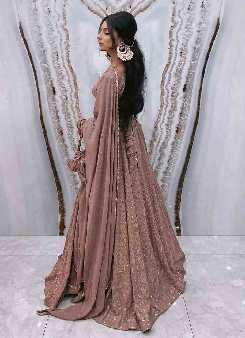 Rosy Brown Lucknowi Sequin Embroidered Lehenga Choli – US Trend Luxe Celebration Wear - Image 3