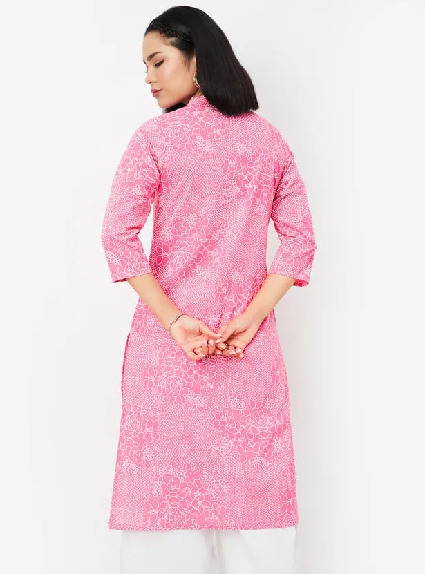 Pink Printed Straight Kurta – A Burst of Cheerful Elegance - Image 6