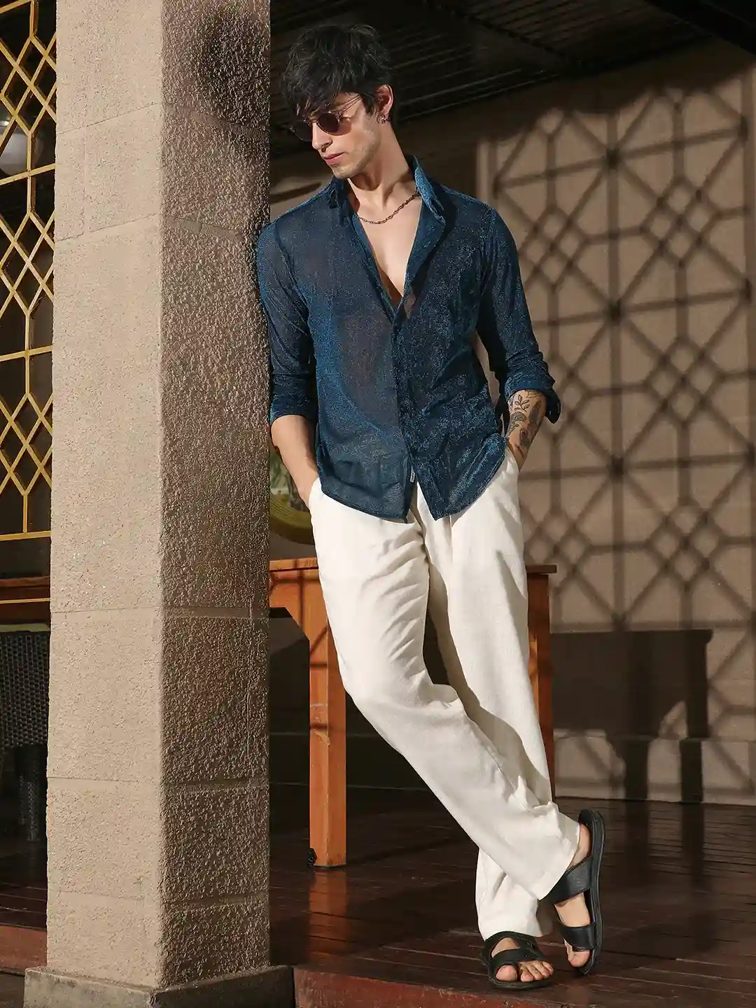 Blue Chip Luxe – Sheer Midnight Navy Statement Shirt - Image 2
