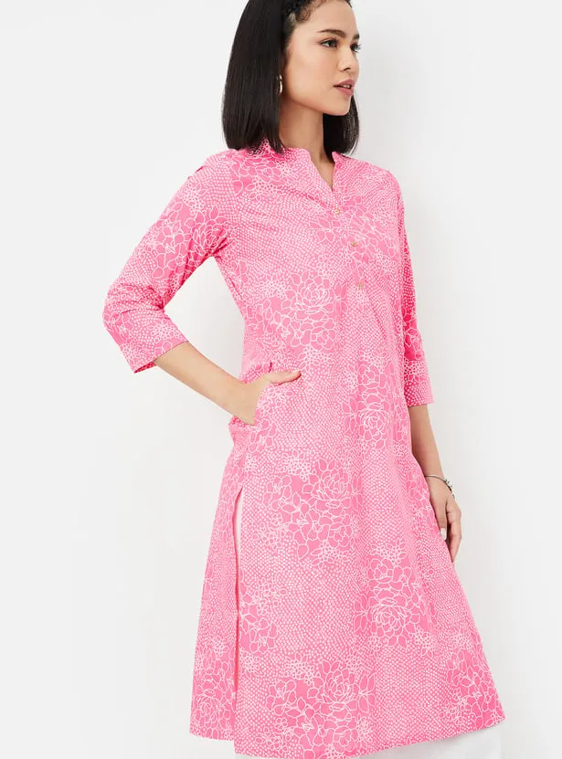 Pink Printed Straight Kurta – A Burst of Cheerful Elegance - Image 5