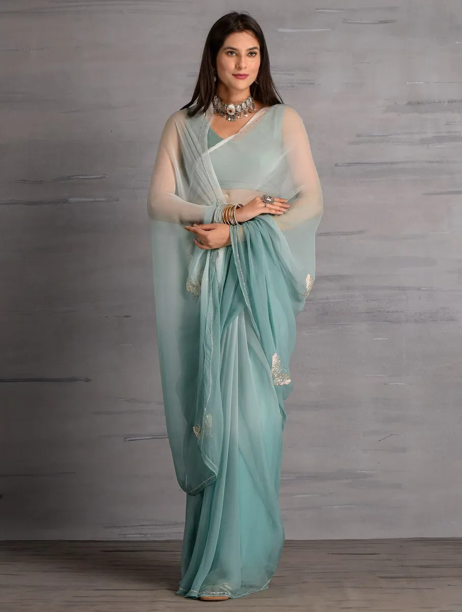 Light Green Sheer Saree – Ethereal Elegance with Global Style Capital - Image 2