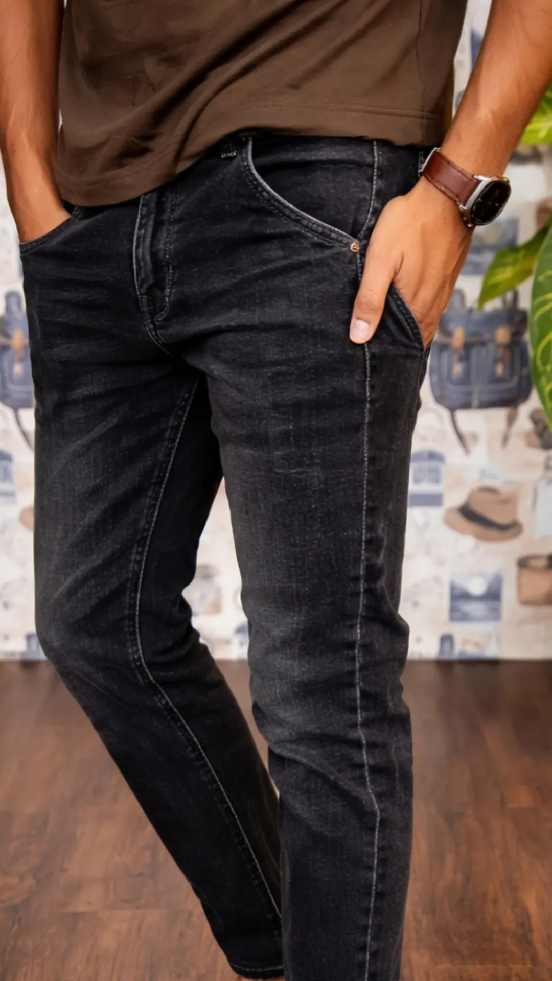 Men’s Classic Black Denim Jeans – Slim Fit Stretchable Casual Wear - Image 2
