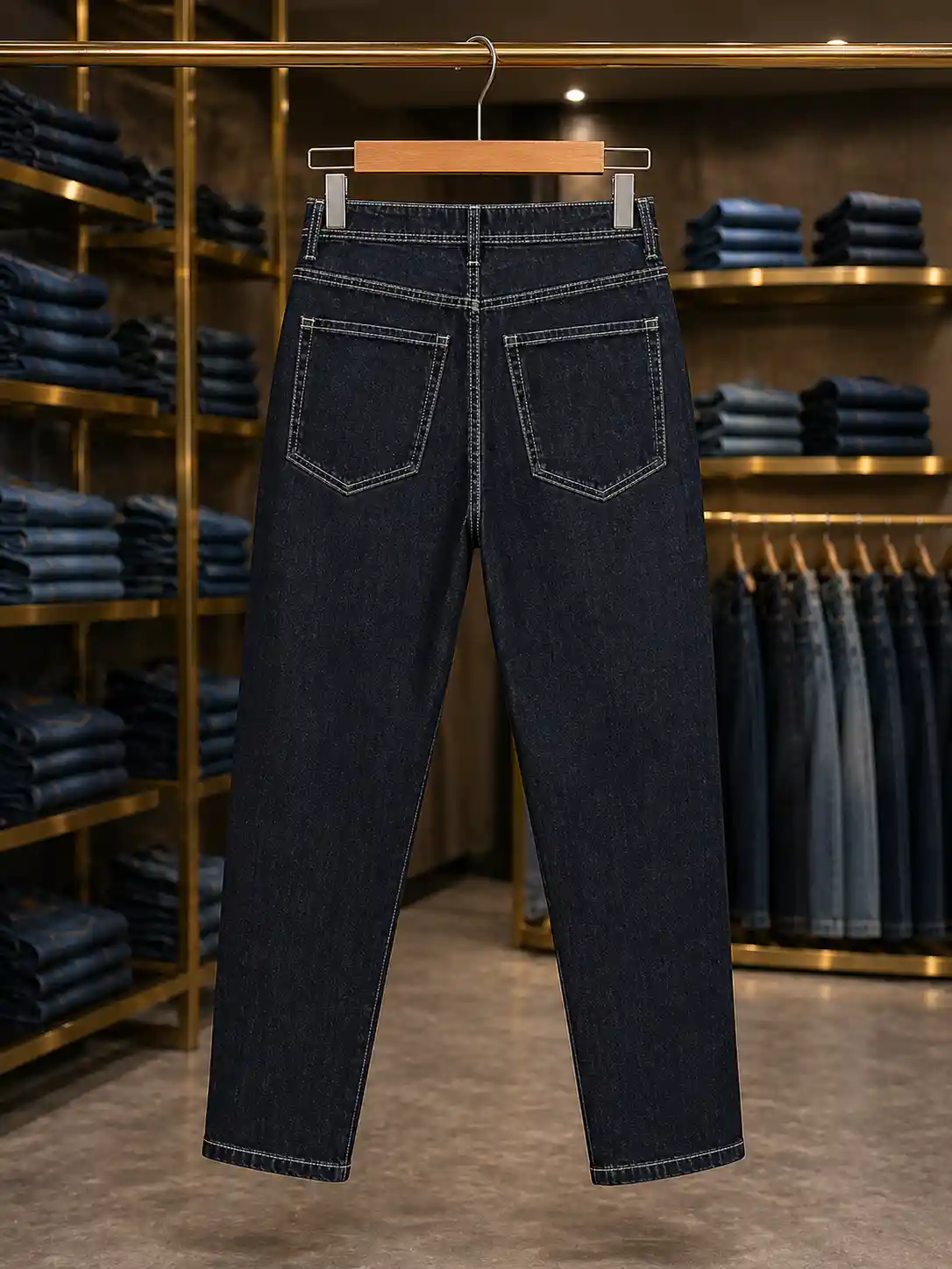 Men’s Daily Wear Denim Jeans – Black Blue Dark Wash Straight Fit - Image 2