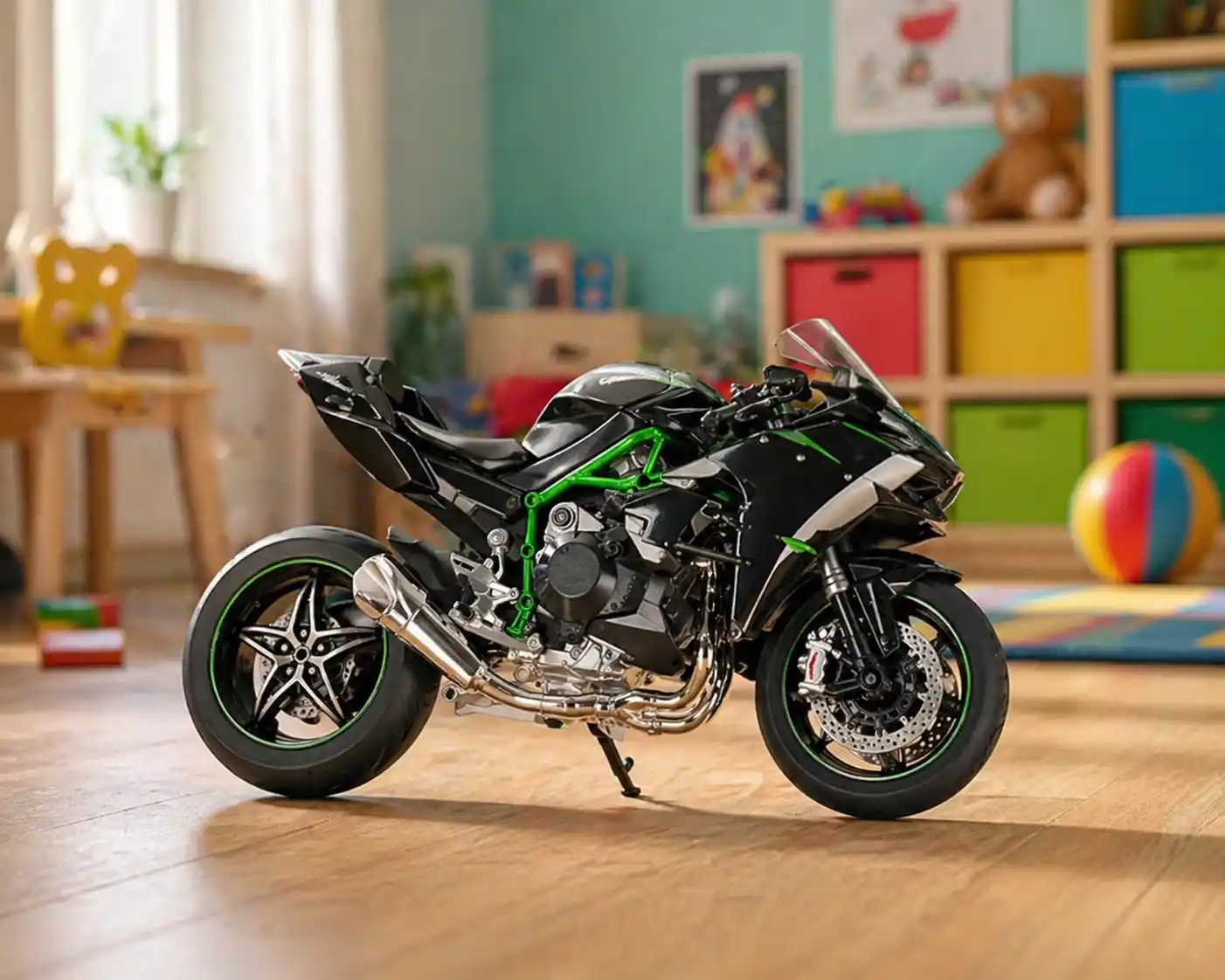 High-Performance RC Super Bike – Black & Green Racing Edition