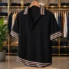 Men’s Stylish Solid Polo T-Shirt – Black Half Sleeve Zip Collar Tee