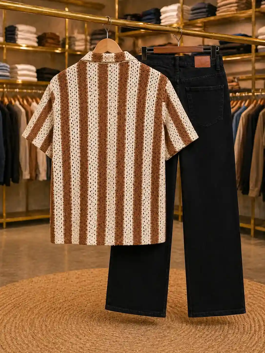 Men’s Premium Striped Shirt & Black Jeans Combo Set – Stylish Casual Wear - Image 2