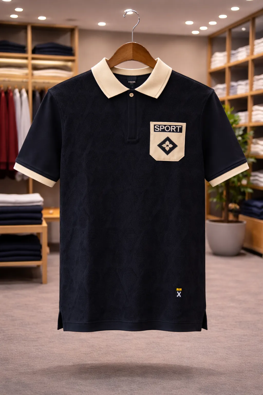 Men’s Premium Black Polo T-Shirt – Contrast Collar Sport Style Tee