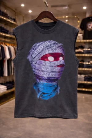 Men’s Graphic Sleeveless T-Shirt – Futuristic Streetwear Muscle Tee