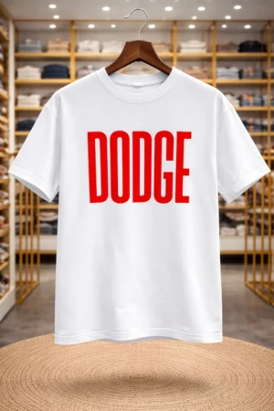 Men’s Graphic T-Shirt – “DODGE” Bold Print Casual Tee