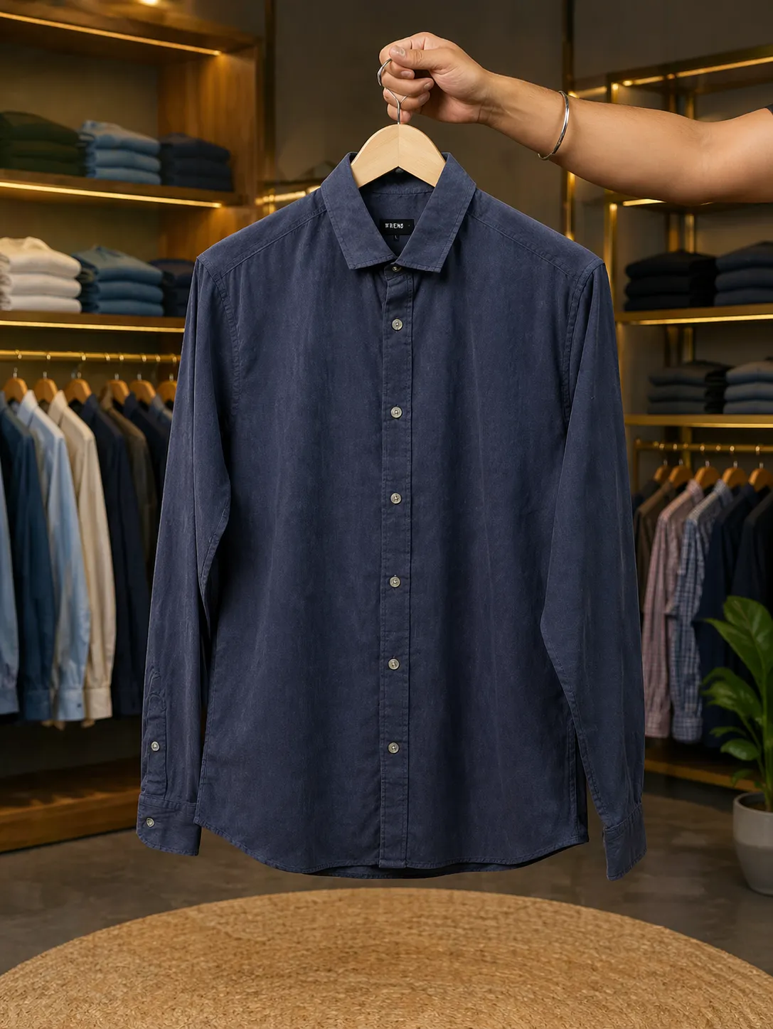 Men’s Premium Navy Blue Shirt – Full Sleeve Solid Casual Wear