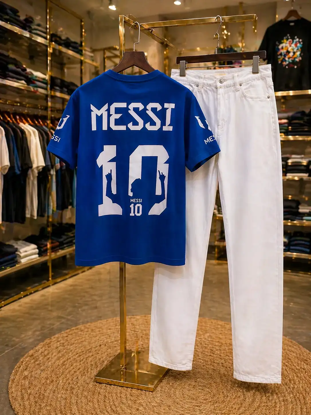 Men’s Football Jersey Set – Messi 10 Printed T-Shirt with Casual Shorts