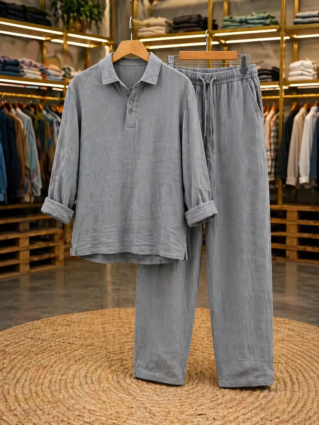 Men’s Premium Co-Ord Set – Ribbed Lounge T-Shirt & Relaxed Pants Set