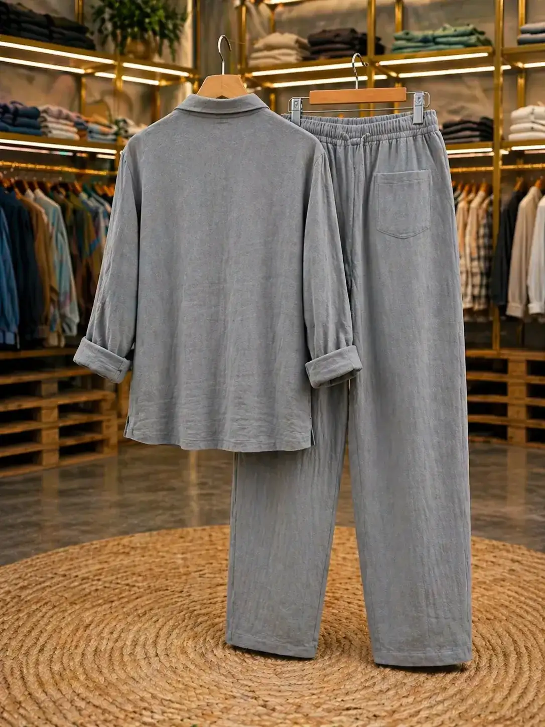 Men’s Premium Co-Ord Set – Ribbed Lounge T-Shirt & Relaxed Pants Set - Image 2