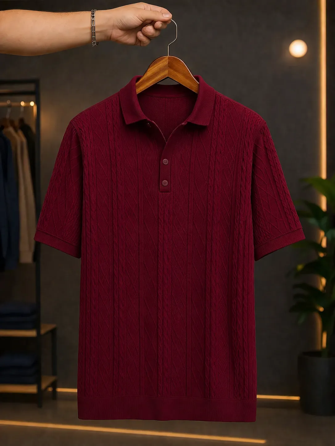 Men’s Premium Knitted Polo T-Shirt – Textured Stylish Casual Wear - Image 2