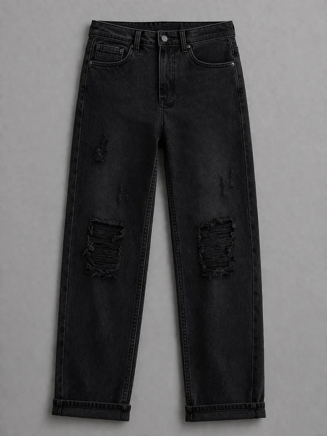 Men’s Distressed Denim Jeans – Slim Fit Ripped Casual Wear - Image 2