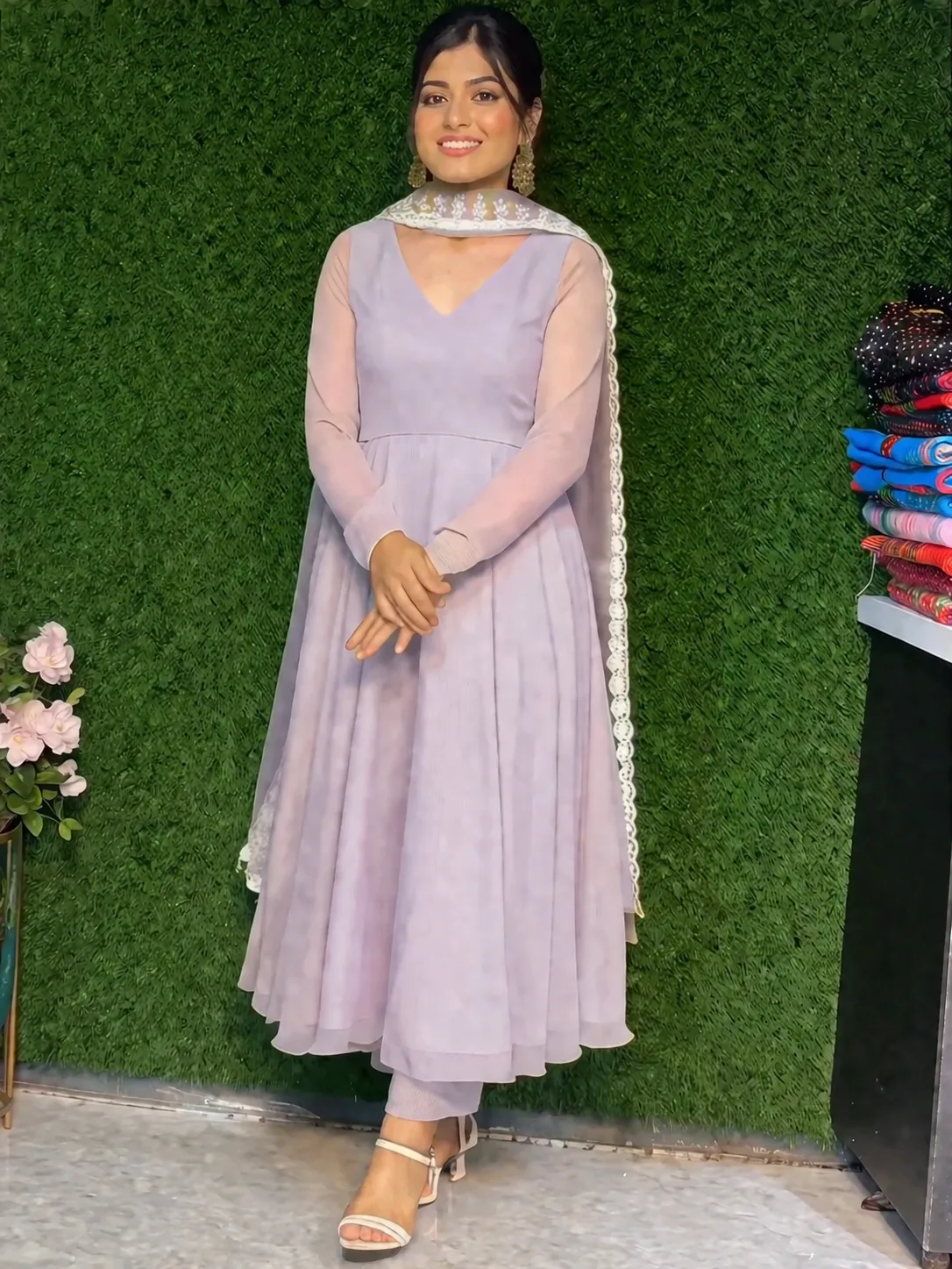 Women’s Anarkali Kurti Set – Elegant Flared Dress with Dupatta - Image 2