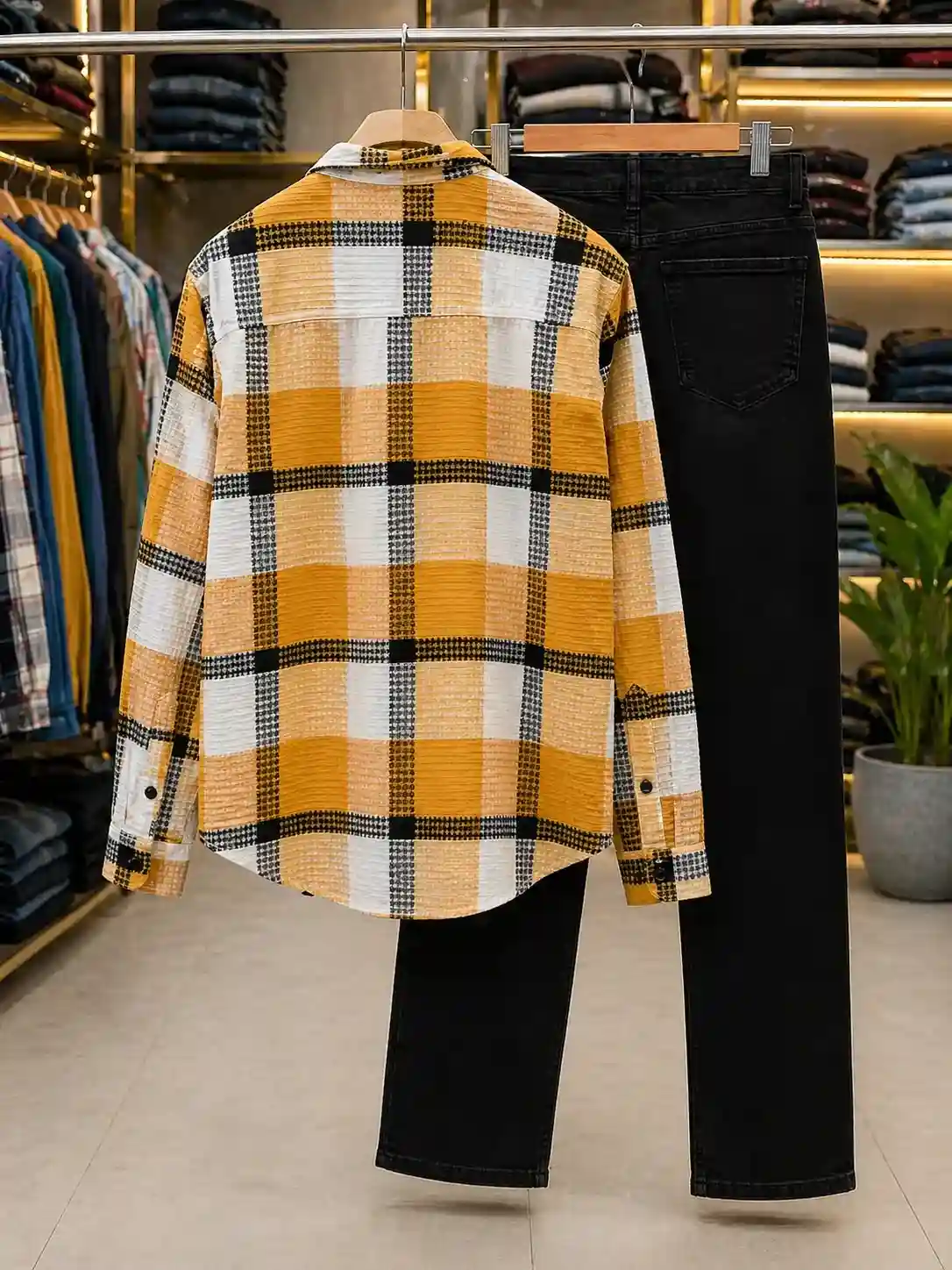 Men’s Smart Wear Combo Set – Checked Shirt with Solid Pants - Image 2