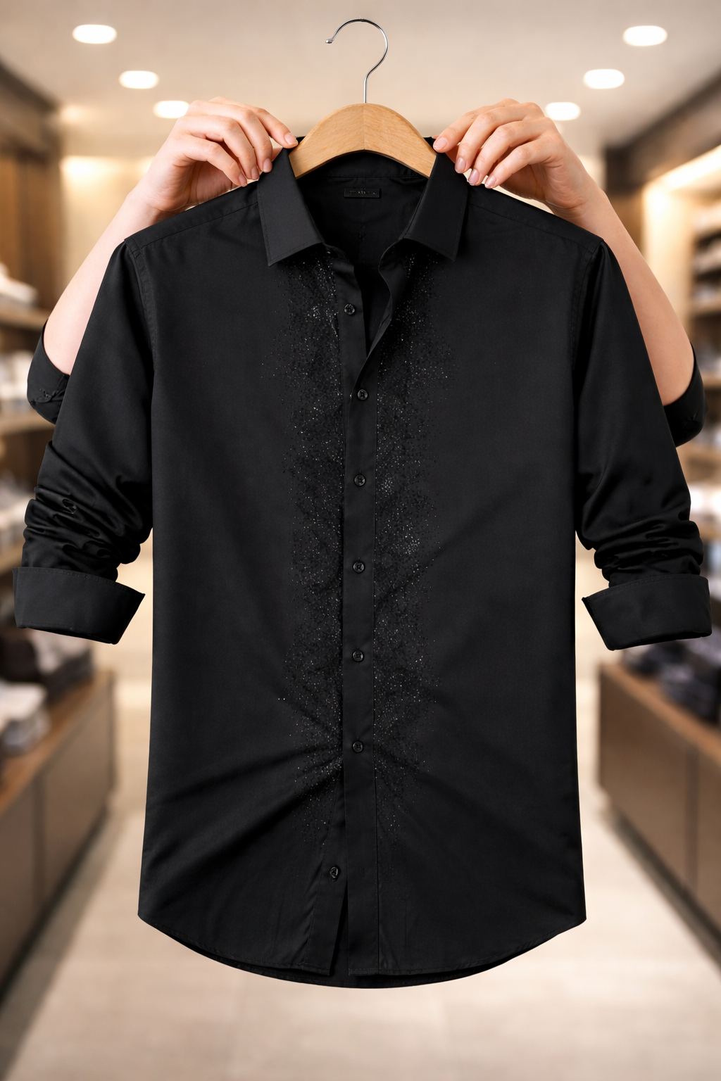 Men’s Designer Shirt – Artistic Deer Embroidered Casual Shirt - Image 2