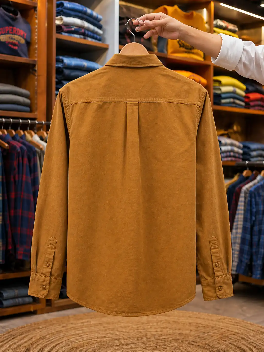 Men’s Everyday Olive Green Button-Down Shirt – Full Sleeves - Image 2