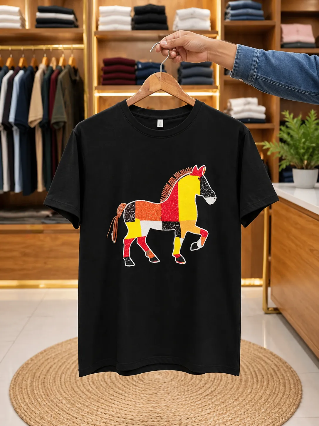 Men’s Graphic Printed T-Shirt – Stylish Horse Design Casual Wear