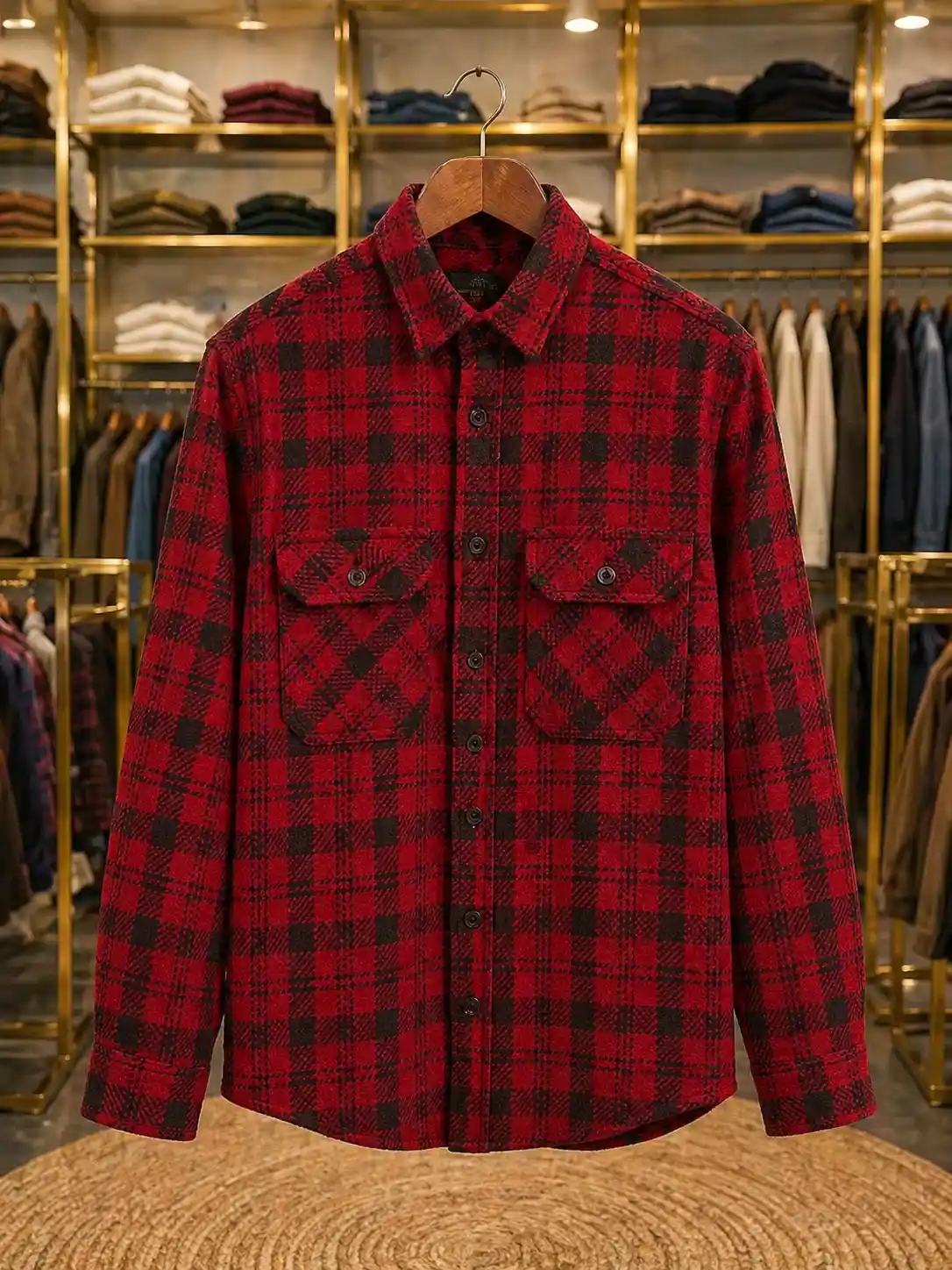 Men’s Checked Flannel Shirt – Maroon & White Plaid Full Sleeve Casual Wear - Image 2