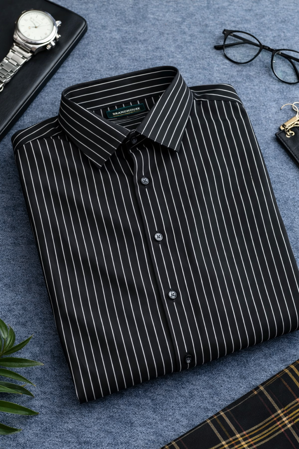 Men’s Blue Striped Formal Shirt – Classic Tailored Elegance - Image 2
