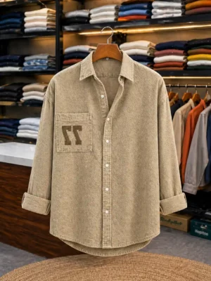 Men’s Classic Corduroy Shirt – Olive Green Full Sleeve Premium Wear