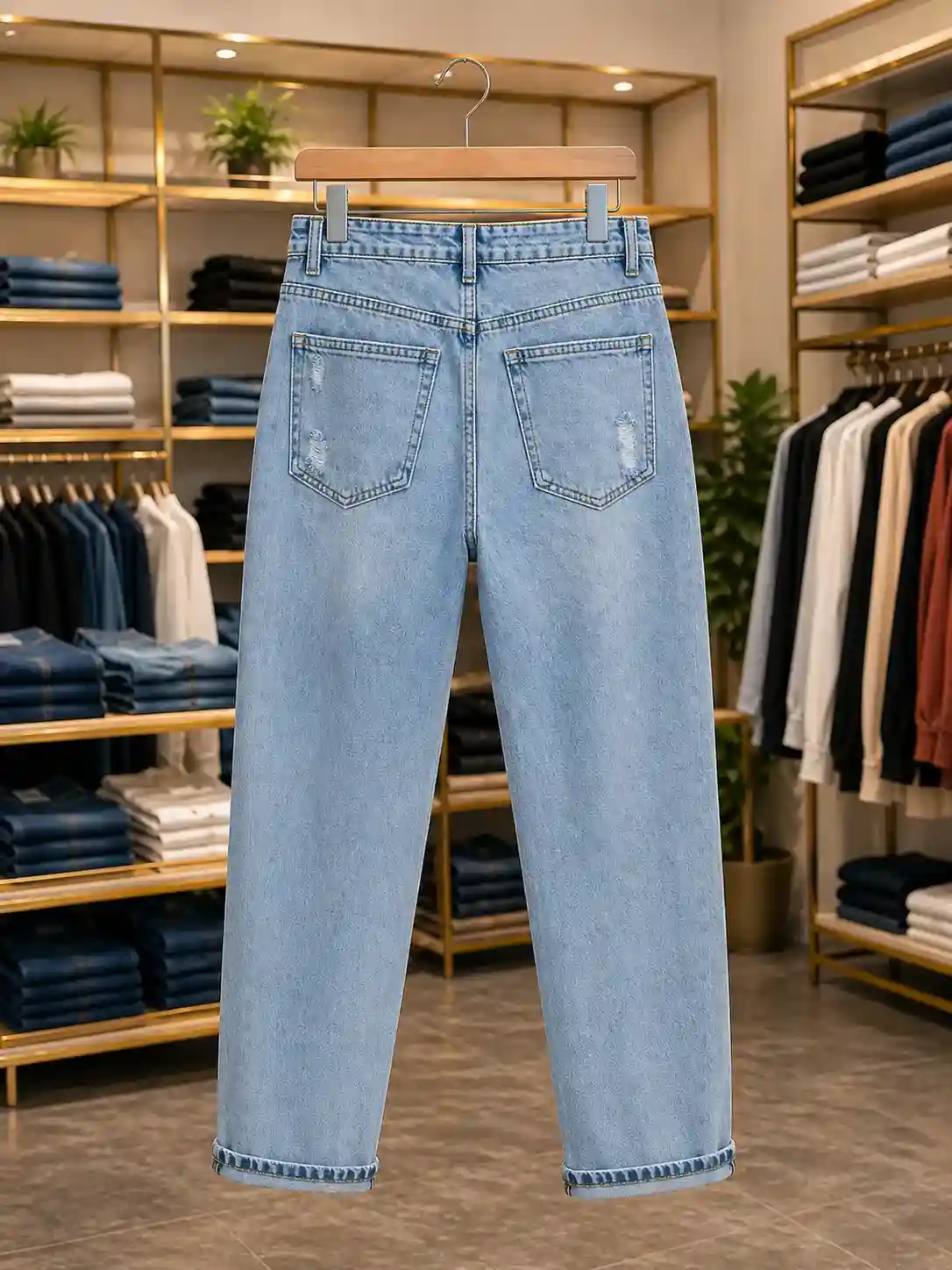 Men’s Cool Ripped Denim Jeans – Light Blue Slim Fit Daily Wear - Image 2
