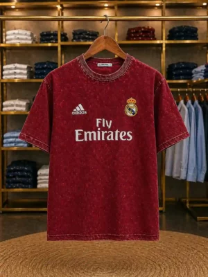 Men’s Sports Graphic T-Shirt – Red Premium Football Club Print Tee