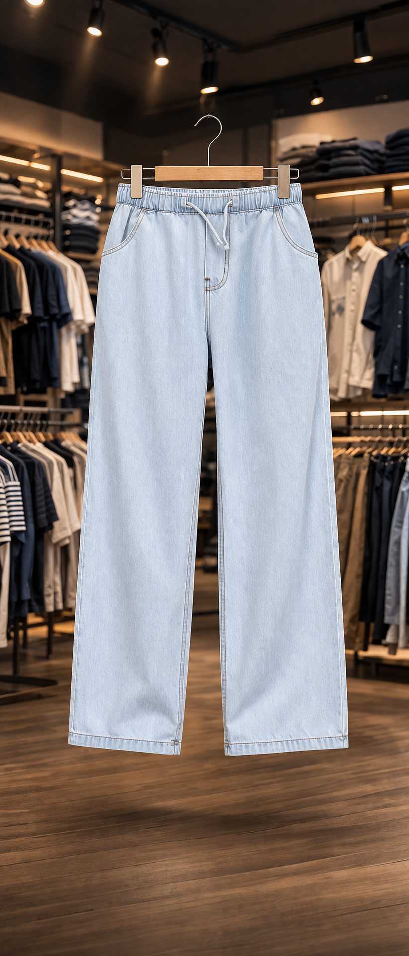 Men’s Baggy Fit Blue Jeans – Premium Denim Wide Leg Pants - Image 2