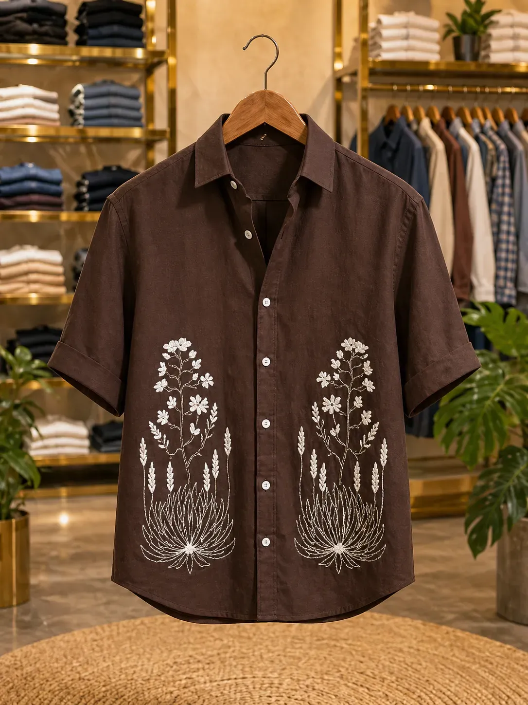 Men’s White Designer Floral Shirt – Stylish Half Sleeve Summer Shirt - Image 2