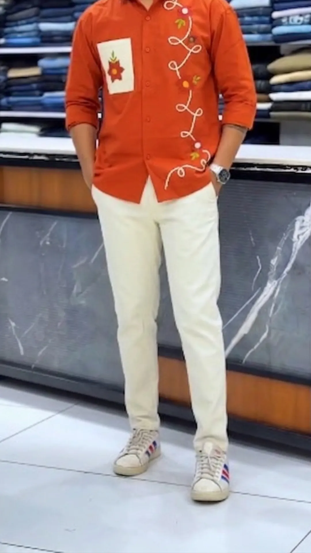 Men’s Stylish Outfit Combo – Designer Shirt with Casual Trousers - Image 2