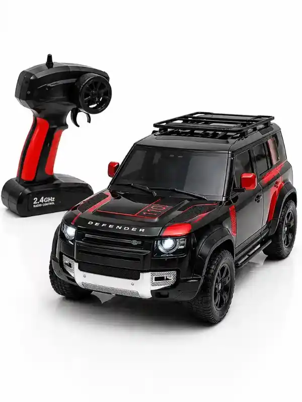 Premium Remote Control SUV Car – Defender Style 4x4 RC Car (Black & Red Edition)