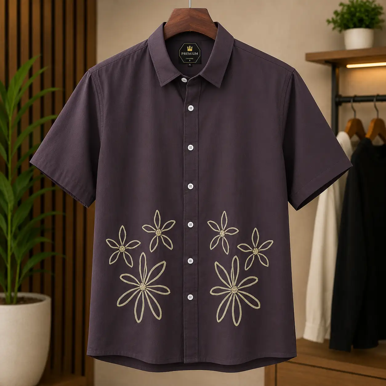 Men’s Premium Floral Embroidered Shirt | Stylish Casual Half Sleeve Shirt | Trendy Summer Fashion Wear - Image 2
