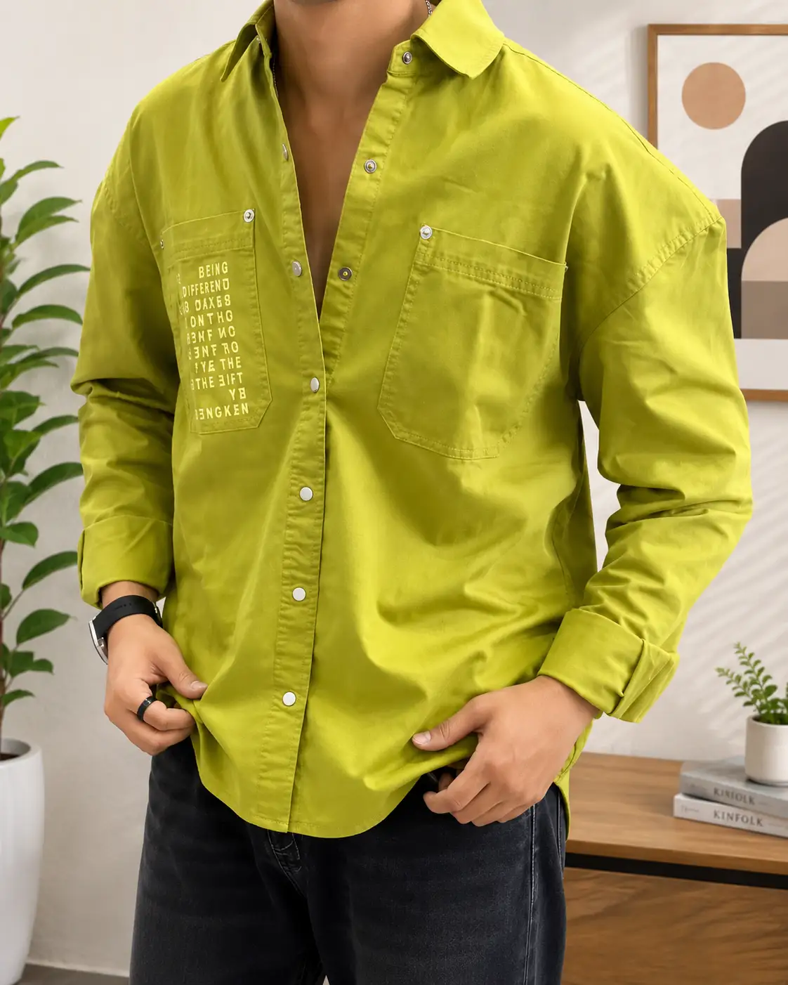 Men’s Solid Casual Shirt | Premium Cotton Blend Full Sleeve Shirt | Smart Casual Fashion Wear - Image 2