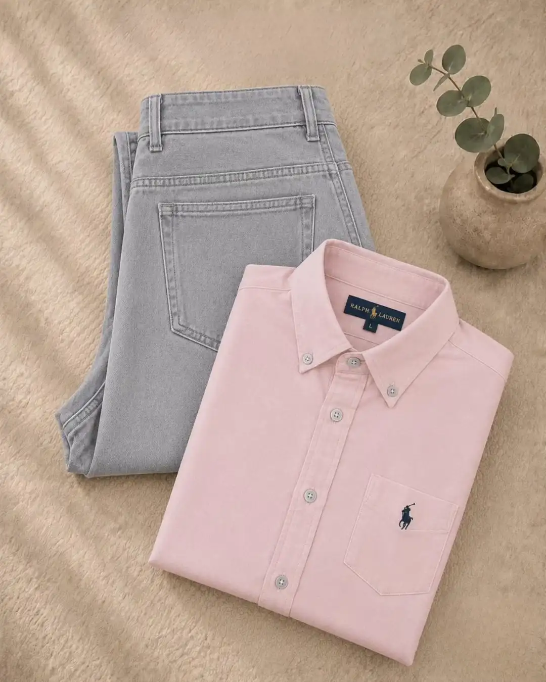 Men’s Formal Shirt & Denim Jeans Combo | Premium Sky Blue Casual Shirt with Grey Jeans for Men - Image 3